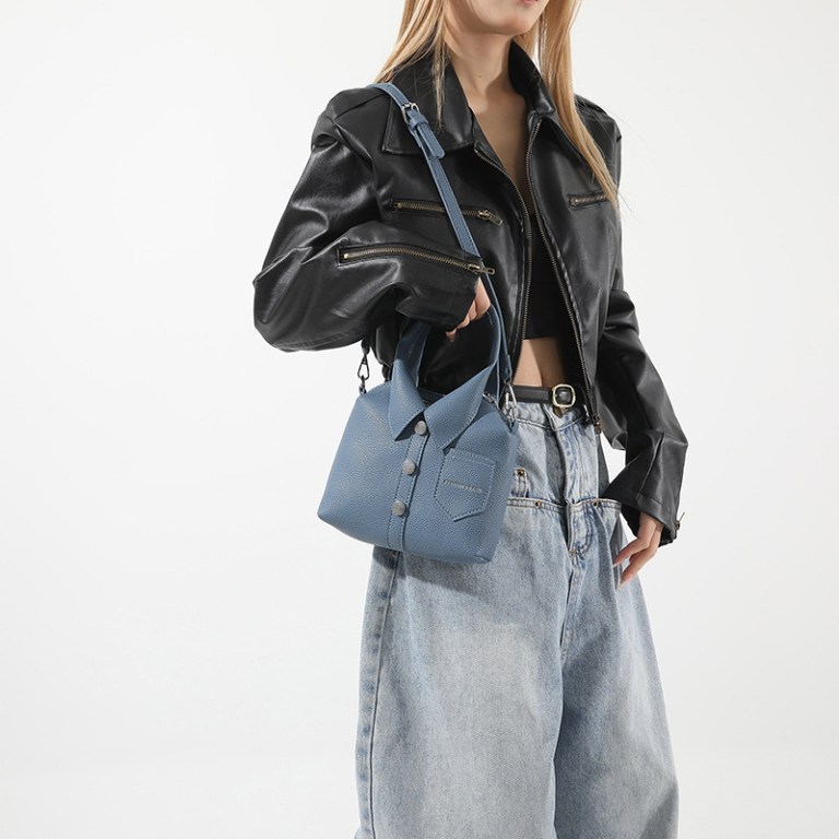 denim blue trendy shirt inspired shoulder bag | stylish handbag with unique design