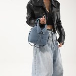 denim blue trendy shirt inspired shoulder bag | stylish handbag with unique design