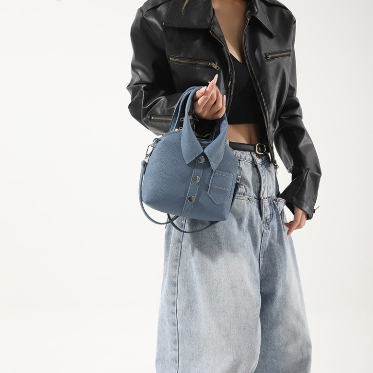 denim blue trendy shirt inspired shoulder bag | stylish handbag with unique design