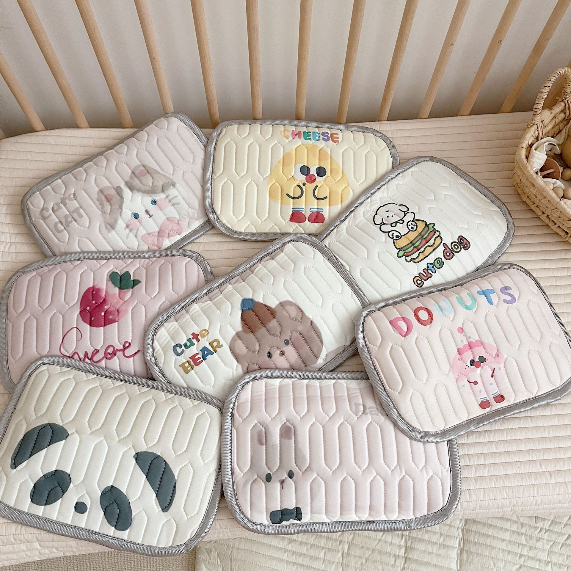 cute dog pattern 2 piece set kids cooling pad set 60x120cm cartoon latex mattress protector, pillow