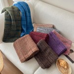 blue vintage wool blend knit scarf warm and stylish for men and women