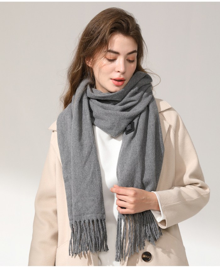 gray heated scarf electric warming scarf, winter outdoor essential (without power bank) gray heated scarf electric warming scarf, winter outdoor essential (without power bank)
