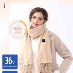 camel heated scarf electric warming scarf, winter outdoor essential (without power bank)