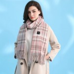 light pink plaid heated scarf electric warming scarf, winter outdoor essential (without power bank) light pink plaid heated scarf electric warming scarf, winter outdoor essential (without power bank)