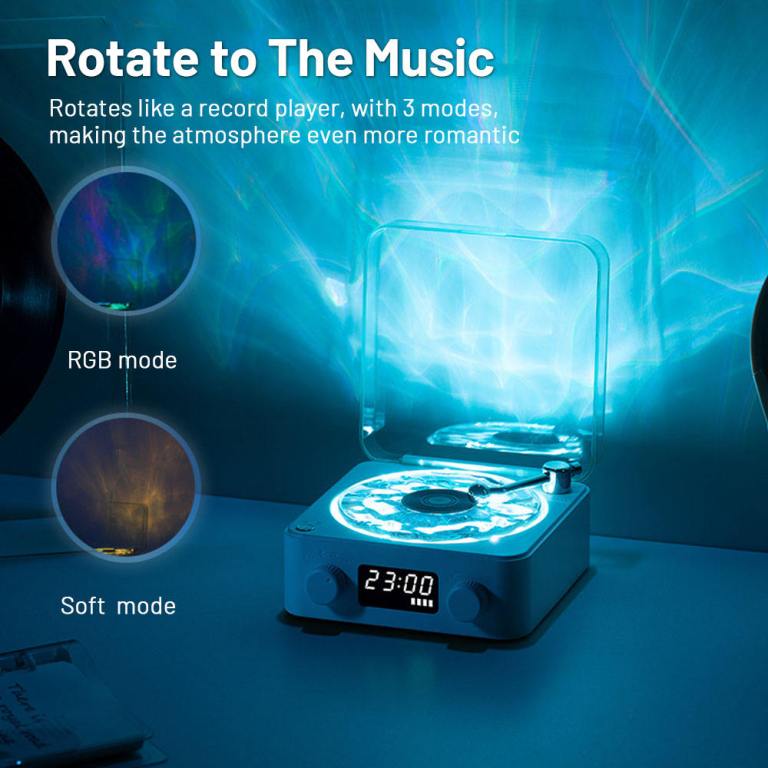 christmas green waves retro bluetooth speaker clock with ambient light projector christmas green waves retro bluetooth speaker clock with ambient light projector