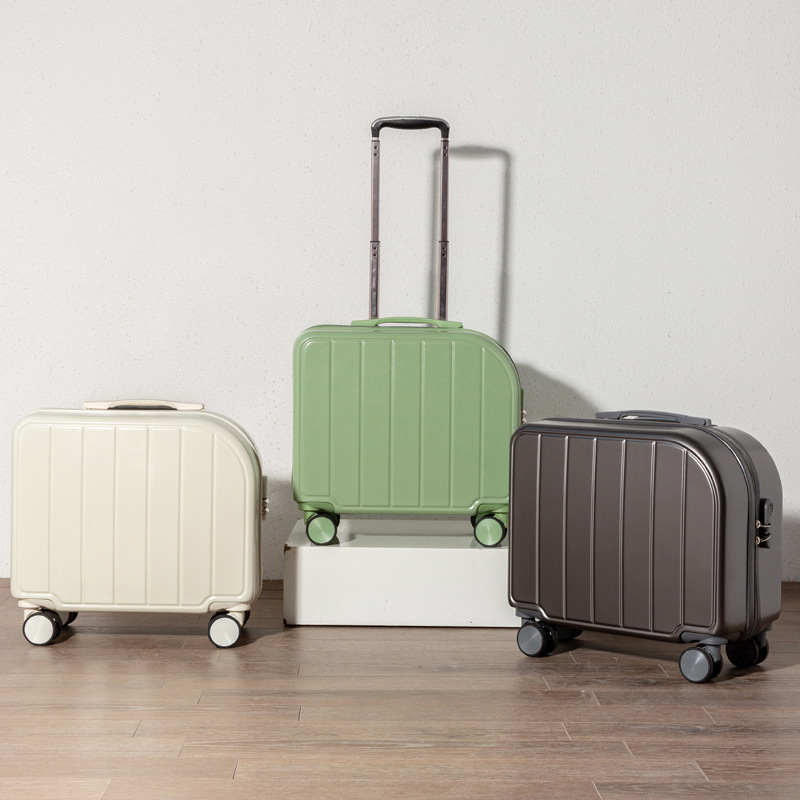 green compact 18 inch carry on suitcase | lightweight abs hardside spinner luggage