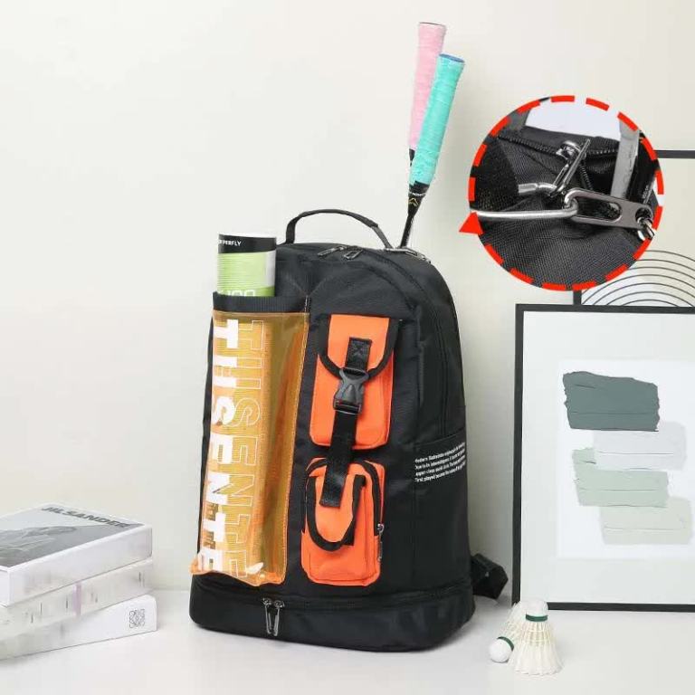 green and black stylish sports backpack with contrast pockets unisex gym bag for badminton & tennis green and black stylish sports backpack with contrast pockets unisex gym bag for badminton & tennis