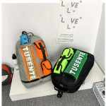 orange and grey stylish sports backpack with contrast pockets unisex gym bag for badminton & tennis orange and grey stylish sports backpack with contrast pockets unisex gym bag for badminton & tennis