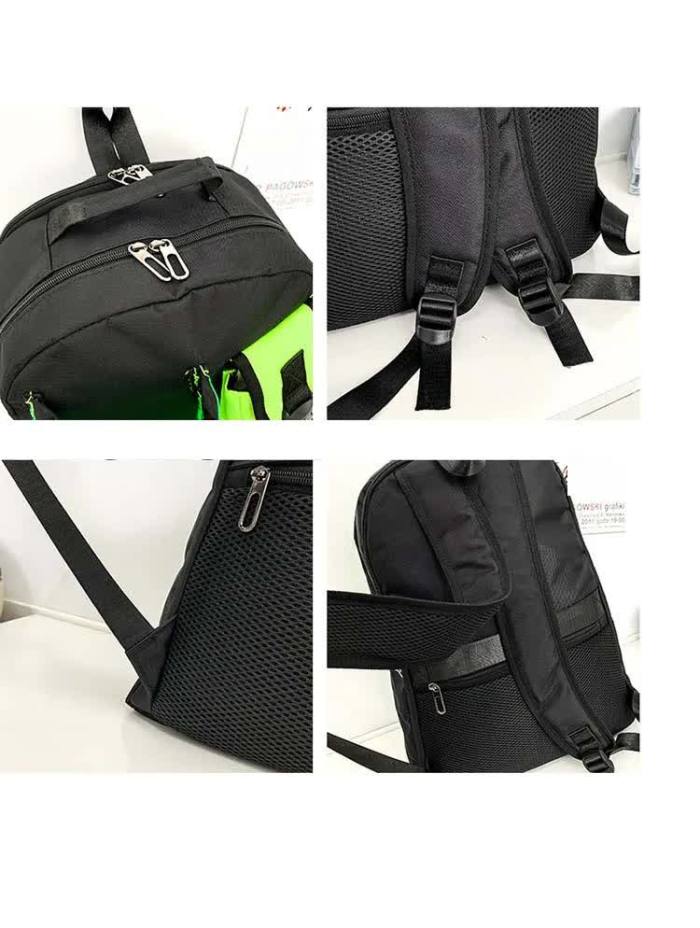 purple and black stylish sports backpack with contrast pockets unisex gym bag for badminton & tennis purple and black stylish sports backpack with contrast pockets unisex gym bag for badminton & tennis