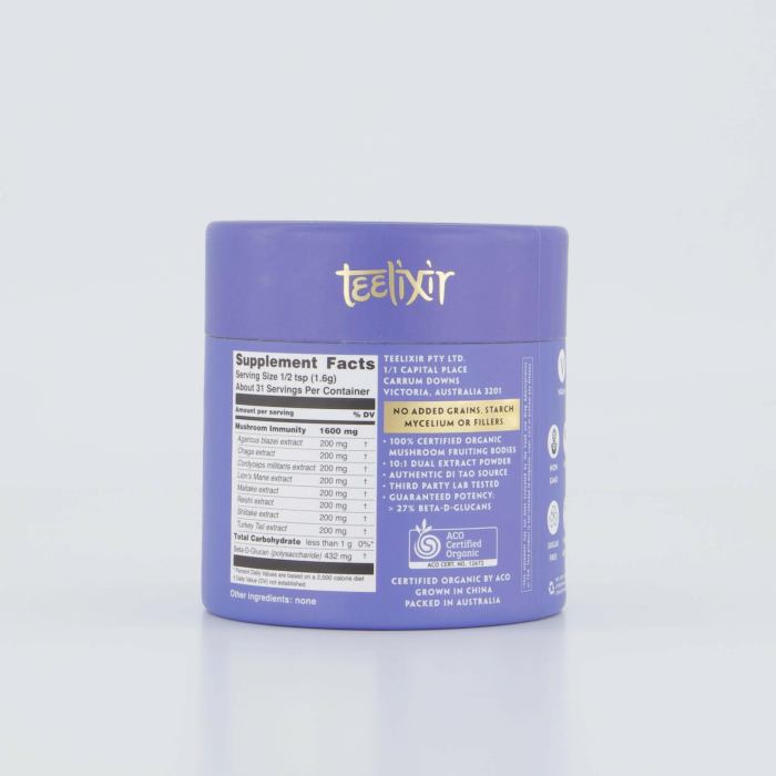 teelixir organic mushroom immunity 500g teelixir organic mushroom immunity 500g