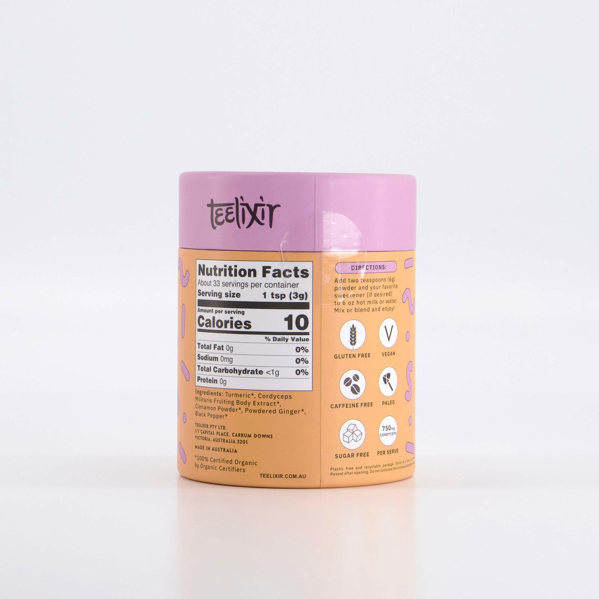 teelixir organic mushroom turmeric latte 500g