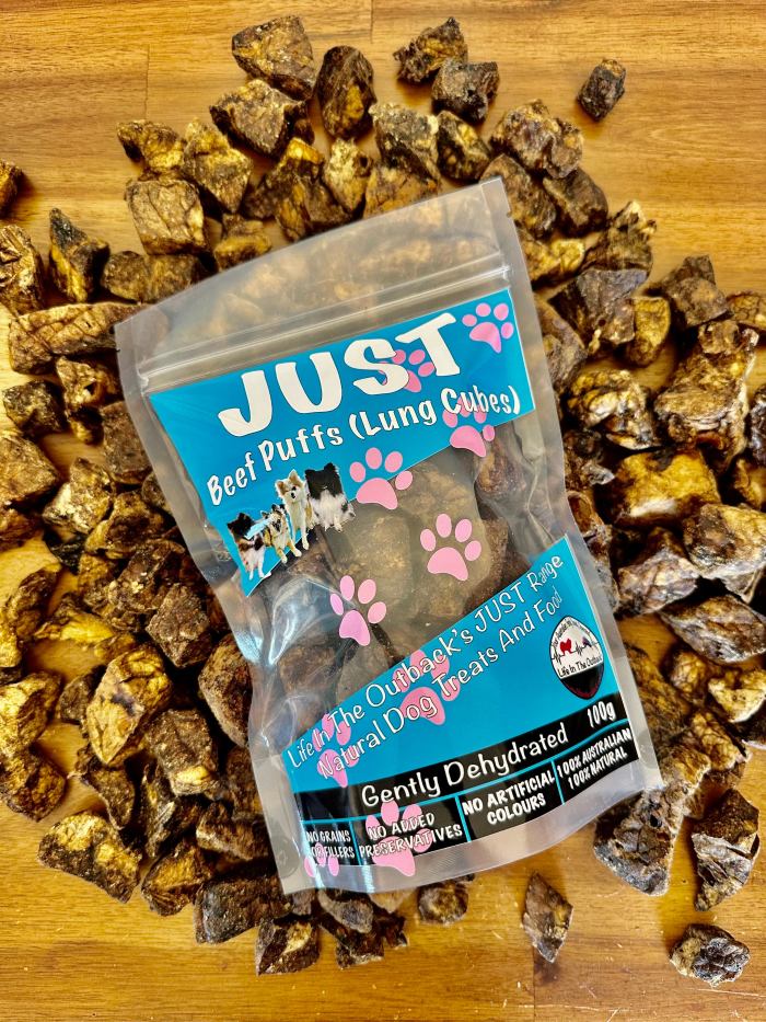 1x just beef puffs (lung cubes) 1x just beef puffs (lung cubes)