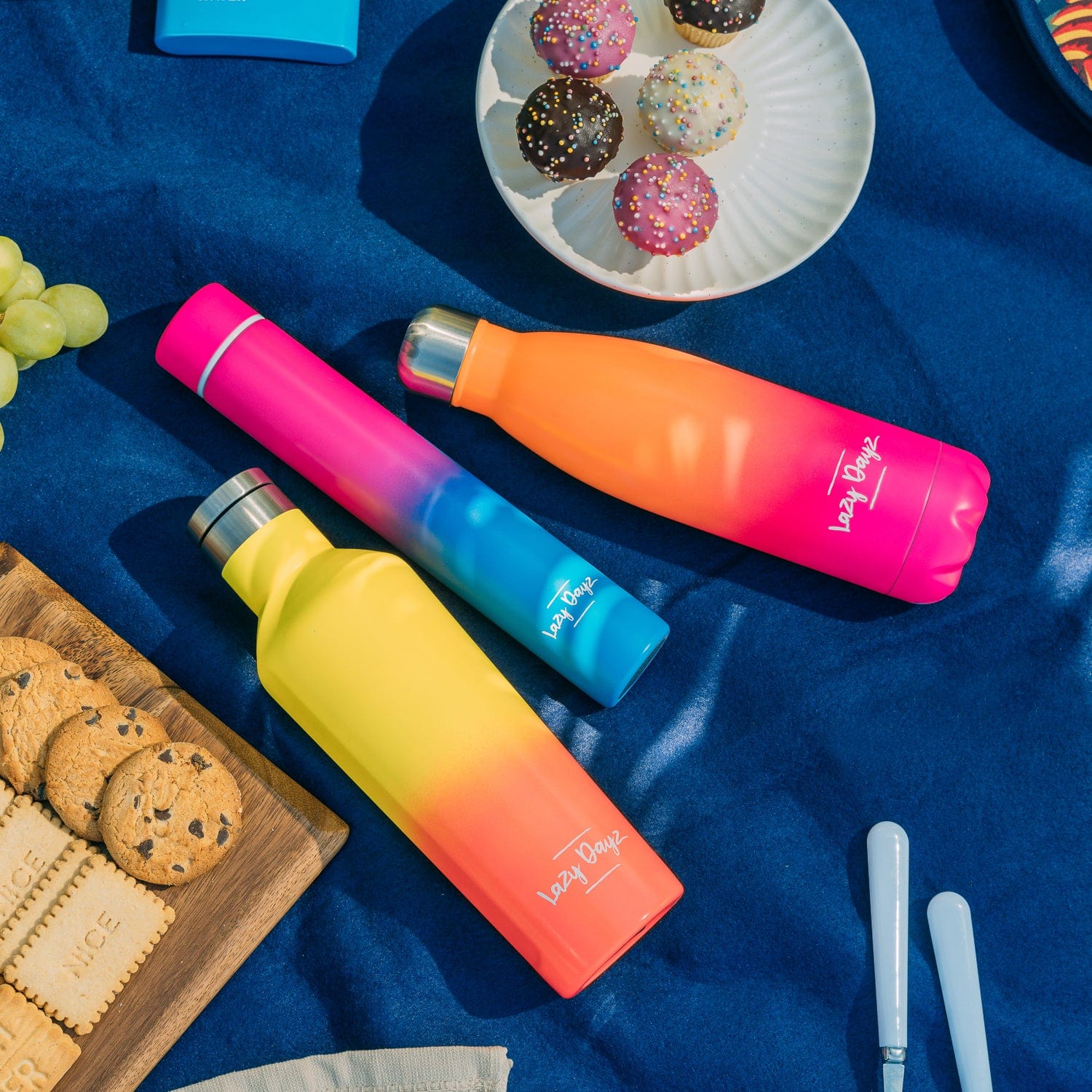 lazy dayz 300ml slimline insulated drink bottle yellow peach ombre