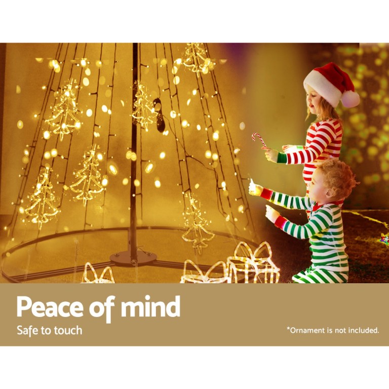 2.1m christmas tree led solar warm jingle jollys