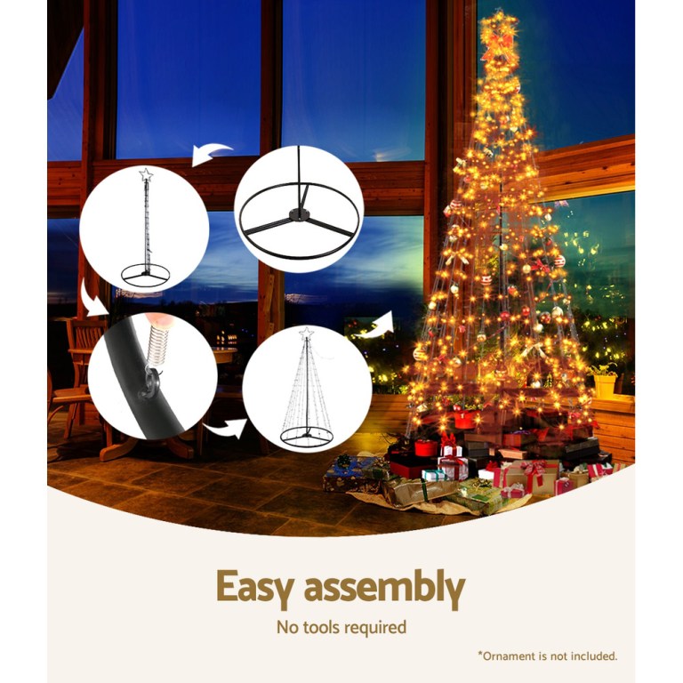 2.1m christmas tree led solar warm jingle jollys
