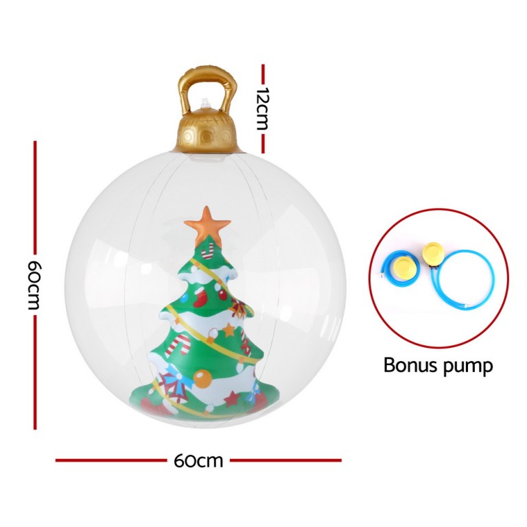 jingle jollys christmas inflatable ball 60cm tree decoration giant bauble clear jingle jollys christmas inflatable ball 60cm tree decoration giant bauble clear