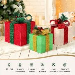 3 pcs christmas lights 60 led fairy light gift box jingle jollys