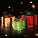 3 pcs christmas lights 60 led fairy light gift box jingle jollys
