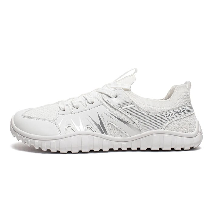 HOBIBEAR Men Women Wide Toe Shoes Non Slip Lace Up Running Sneakers Artificial Leather Walking Shoes 2