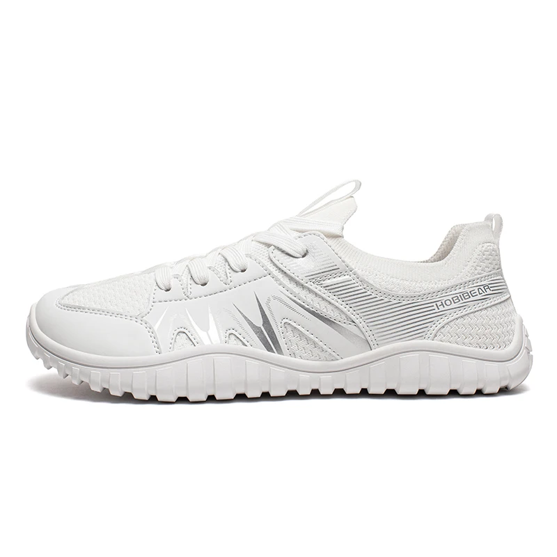 HOBIBEAR Men Women Wide Toe Shoes Non Slip Lace Up Running Sneakers Artificial Leather Walking Shoes 2