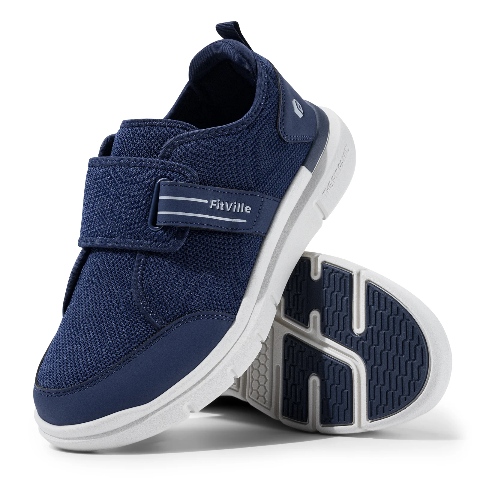 FitVille Diabetic Shoes for Men Extra Wide, Hook and Loop Walking Shoes for Elderly for Swollen Feet Foot Pain Relief Neuropathy 1