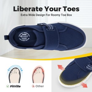 FitVille Diabetic Shoes for Men Extra Wide, Hook and Loop Walking Shoes for Elderly for Swollen Feet Foot Pain Relief Neuropathy 5