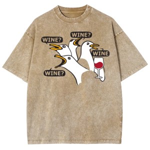 Cartoon Goose Print Women\'s T-Shirt Funny Cute Round Neck Washed Short Sleeve Summer 2024 New Fashion Cotton Comfortable Top 1