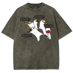 Cartoon Goose Print Women\'s T-Shirt Funny Cute Round Neck Washed Short Sleeve Summer 2024 New Fashion Cotton Comfortable Top 4