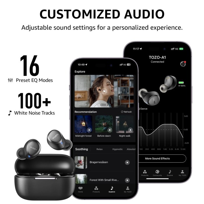 tozo upgrade new a1 bluetooth 5.3 earphones wireless in ear earbuds 32h headset stereo sound with mic for android ios TOZO Upgrade New A1 Bluetooth 5.3 Earphones Wireless in-Ear Earbuds 32H Headset Stereo Sound With Mic For Android iOS 3