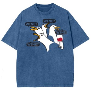 Cartoon Goose Print Women\'s T-Shirt Funny Cute Round Neck Washed Short Sleeve Summer 2024 New Fashion Cotton Comfortable Top 5