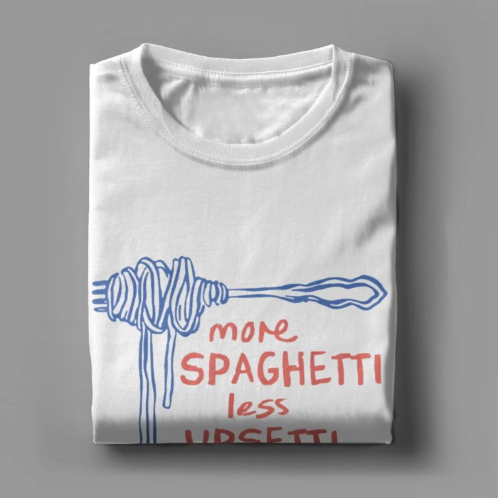Men T-Shirt More Spaghetti Less Upsetti Novelty Cotton Tee Shirt Short Sleeve Funny Quote T Shirt Round Neck Clothing Printed 3