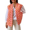 Women’s Warm Puffer Vest Fashion Print Sleeveless Open Front Cardigan Padded Coat Fall Outwear