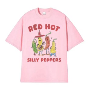 Red Hot Silly Peppers Funny Meme T Shirts Men Women Vintage High Quality Tops T-shirts Male Summer Casual Cozy Oversized T-shirt 5