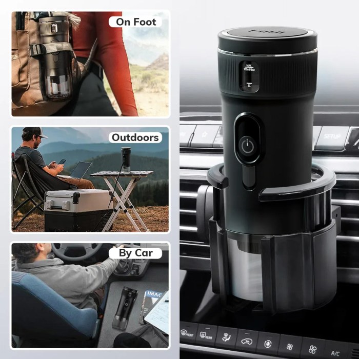Portable Coffee Maker MIUI Small Espresso Machine DC12V Travel Coffee Maker for Car Outdoors Camping Backpacker Lightweight 6