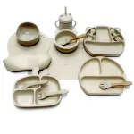silicone tableware sets baby learning to eat complementary bowl baby eating fork spoon set strong suction fall prevention Silicone tableware sets baby learning to eat complementary bowl baby eating fork spoon set strong suction fall prevention 1