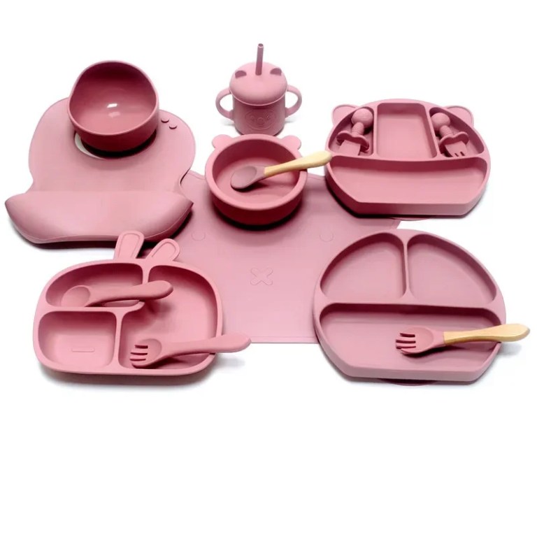 silicone tableware sets baby learning to eat complementary bowl baby eating fork spoon set strong suction fall prevention Silicone tableware sets baby learning to eat complementary bowl baby eating fork spoon set strong suction fall prevention 4