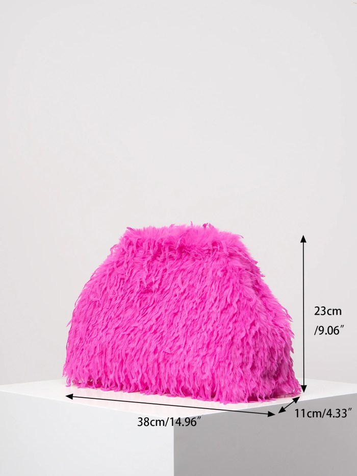 Dopamine Fuzzy Clip Clutch – Large Capacity Party Bag for Women 5