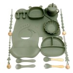 children's feeding tableware set silicone tableware with suction cups fall proof baby complementary compartment tableware set Children's feeding tableware set silicone tableware with suction cups fall-proof baby complementary compartment tableware set 5