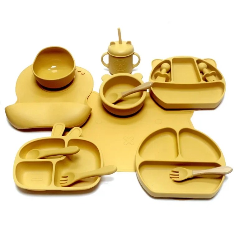 silicone tableware sets baby learning to eat complementary bowl baby eating fork spoon set strong suction fall prevention Silicone tableware sets baby learning to eat complementary bowl baby eating fork spoon set strong suction fall prevention 6