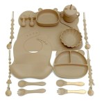 children's feeding tableware set silicone tableware with suction cups fall proof baby complementary compartment tableware set Children's feeding tableware set silicone tableware with suction cups fall-proof baby complementary compartment tableware set 4