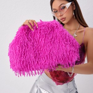 dopamine fuzzy clip clutch – large capacity party bag for women Dopamine Fuzzy Clip Clutch – Large Capacity Party Bag for Women 1