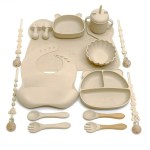 children's feeding tableware set silicone tableware with suction cups fall proof baby complementary compartment tableware set Children's feeding tableware set silicone tableware with suction cups fall-proof baby complementary compartment tableware set 1