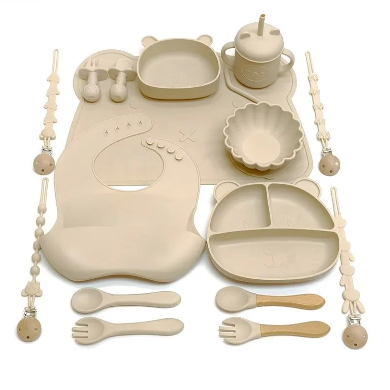 children's feeding tableware set silicone tableware with suction cups fall proof baby complementary compartment tableware set Children's feeding tableware set silicone tableware with suction cups fall-proof baby complementary compartment tableware set 1
