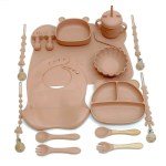 children's feeding tableware set silicone tableware with suction cups fall proof baby complementary compartment tableware set Children's feeding tableware set silicone tableware with suction cups fall-proof baby complementary compartment tableware set 6