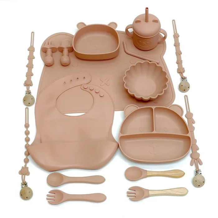 children's feeding tableware set silicone tableware with suction cups fall proof baby complementary compartment tableware set Children's feeding tableware set silicone tableware with suction cups fall-proof baby complementary compartment tableware set 6