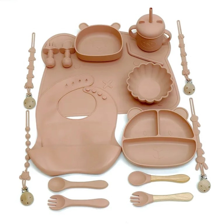 children's feeding tableware set silicone tableware with suction cups fall proof baby complementary compartment tableware set Children's feeding tableware set silicone tableware with suction cups fall-proof baby complementary compartment tableware set 6
