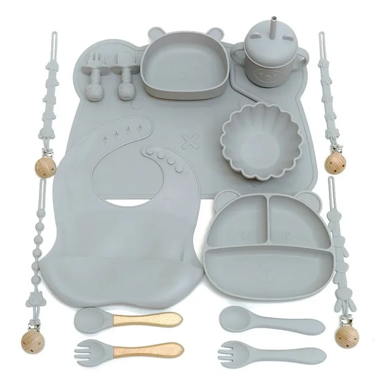 children's feeding tableware set silicone tableware with suction cups fall proof baby complementary compartment tableware set Children's feeding tableware set silicone tableware with suction cups fall-proof baby complementary compartment tableware set