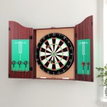 18 dartboard dart board with steel darts wooden cabinet party game"