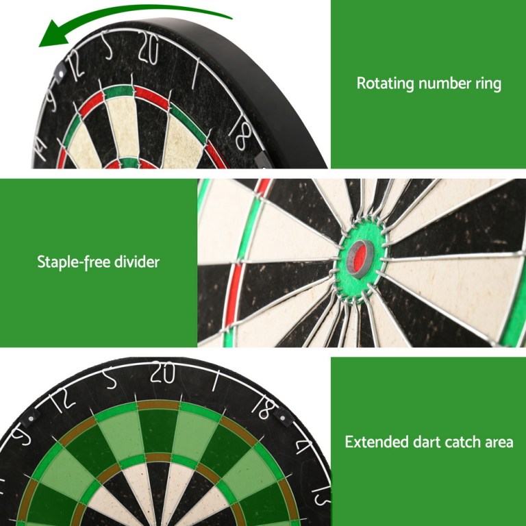18 dartboard dart board with steel darts wooden cabinet party game"