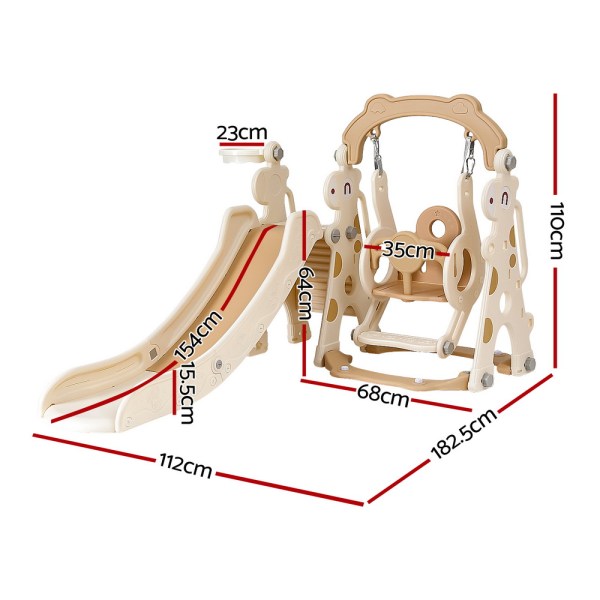 keezi kids slide swing set basketball hoop outdoor playground toys 160cm beige keezi kids slide swing set basketball hoop outdoor playground toys 160cm beige